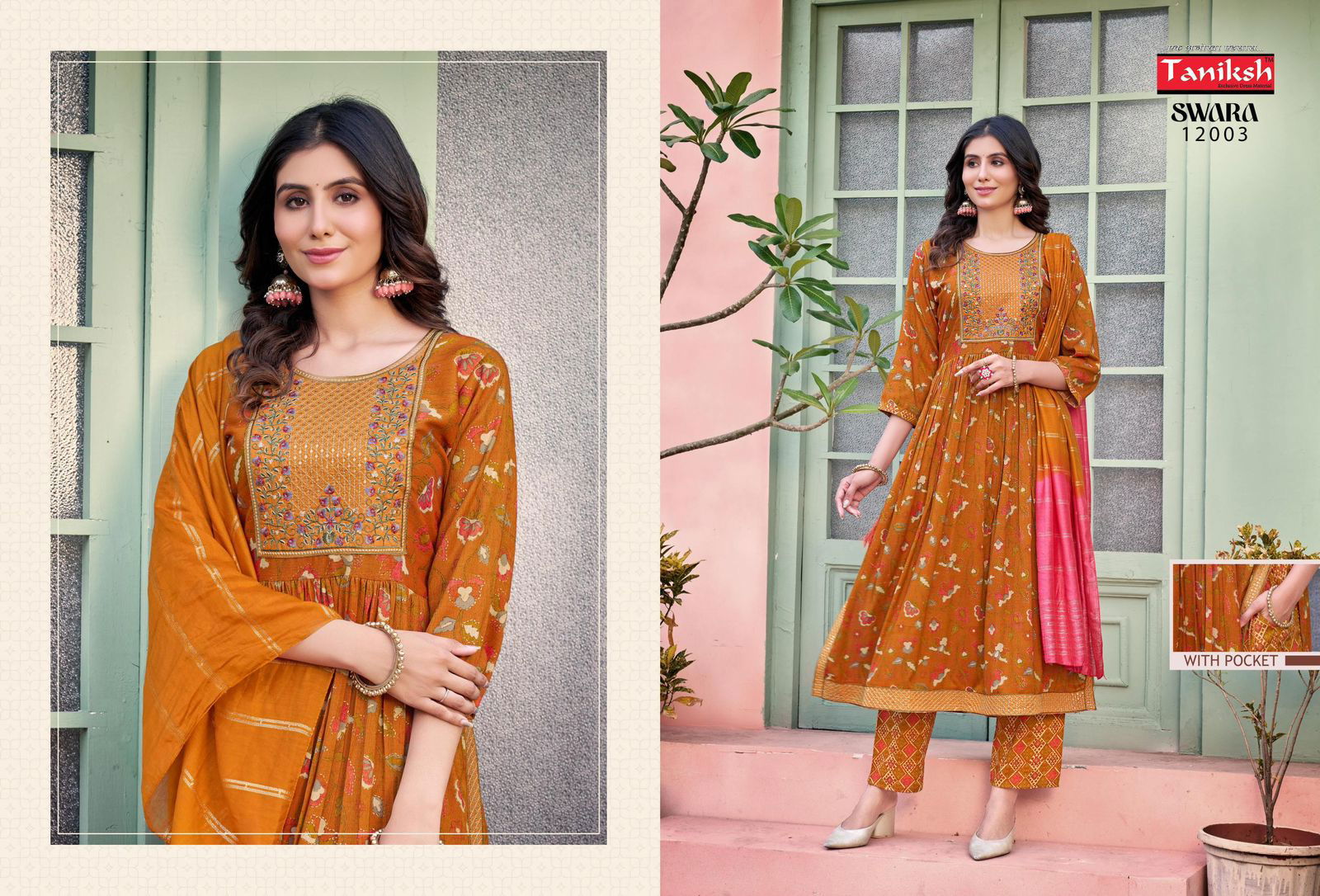 Swara Vol 12 By Taniksh Rayon Embroidery Kurti With Bottom Dupatta Wholesale Price In Surat
